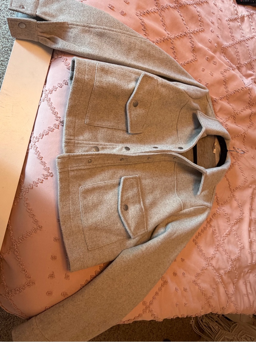 Hem & Thread Neutral Beige Wool-Blend Jacket - Picture 3 of 7